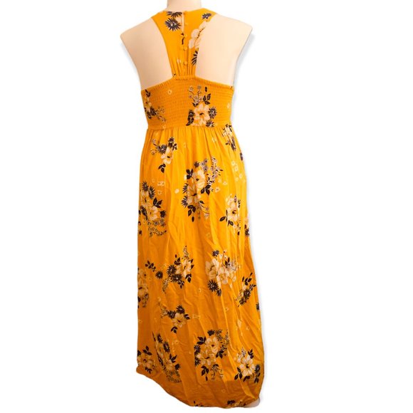 JAPNA | Yellow Floral Racerback Summer Maxi Dress | Sz S - Picture 7 of 15